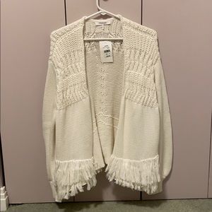 White fringe Frame cardigan